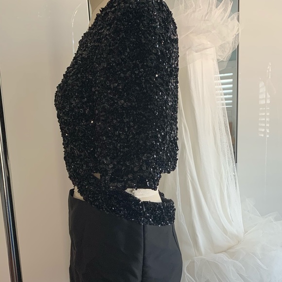 3.1 PHILLIP LIM Black Sequin Embellished Cutout Dress Size 10 Short Sleeve - Picture 6 of 17